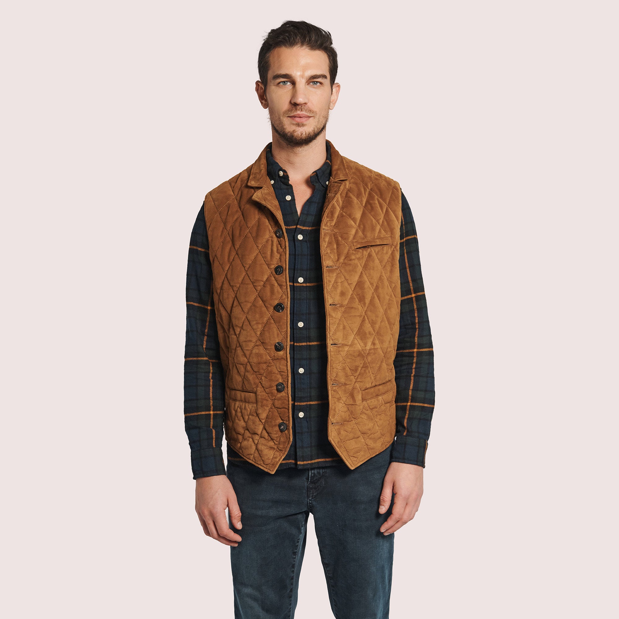 Adrian Goat Suede Quilted Vest
