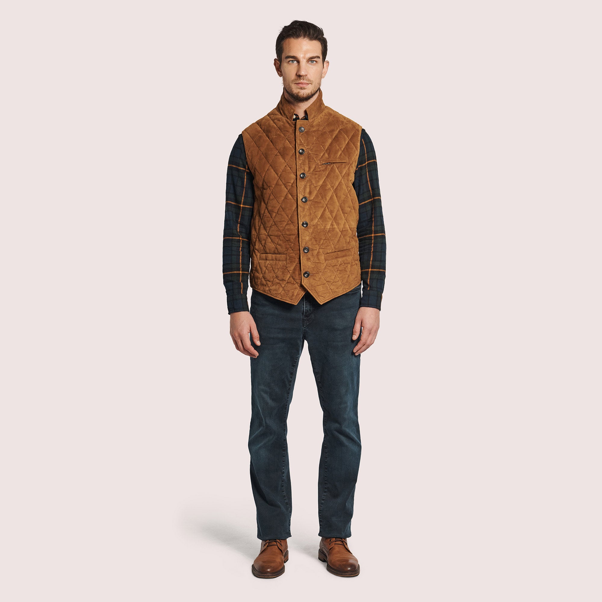 Adrian Goat Suede Quilted Vest