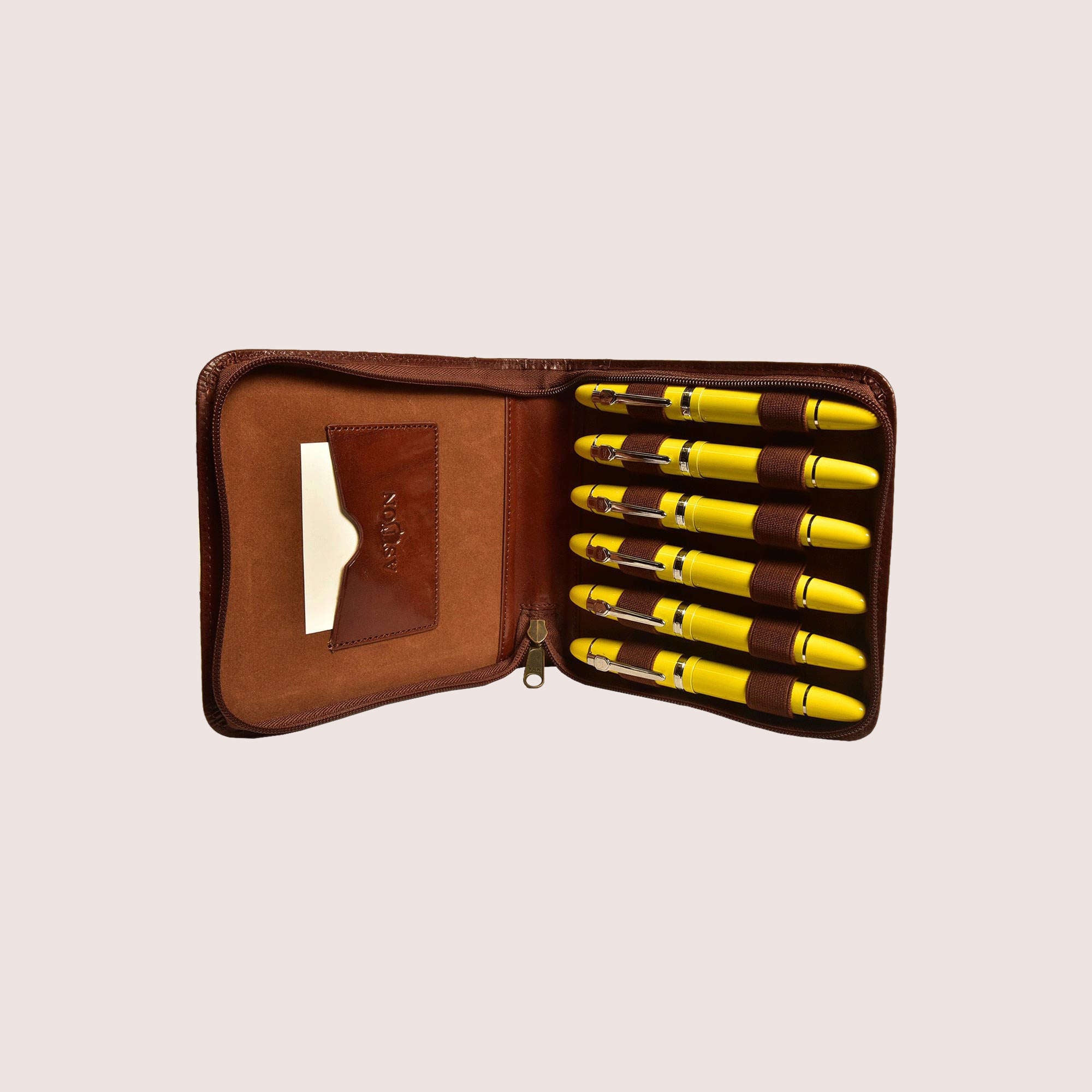 Leather Pen Case for 6 Pens