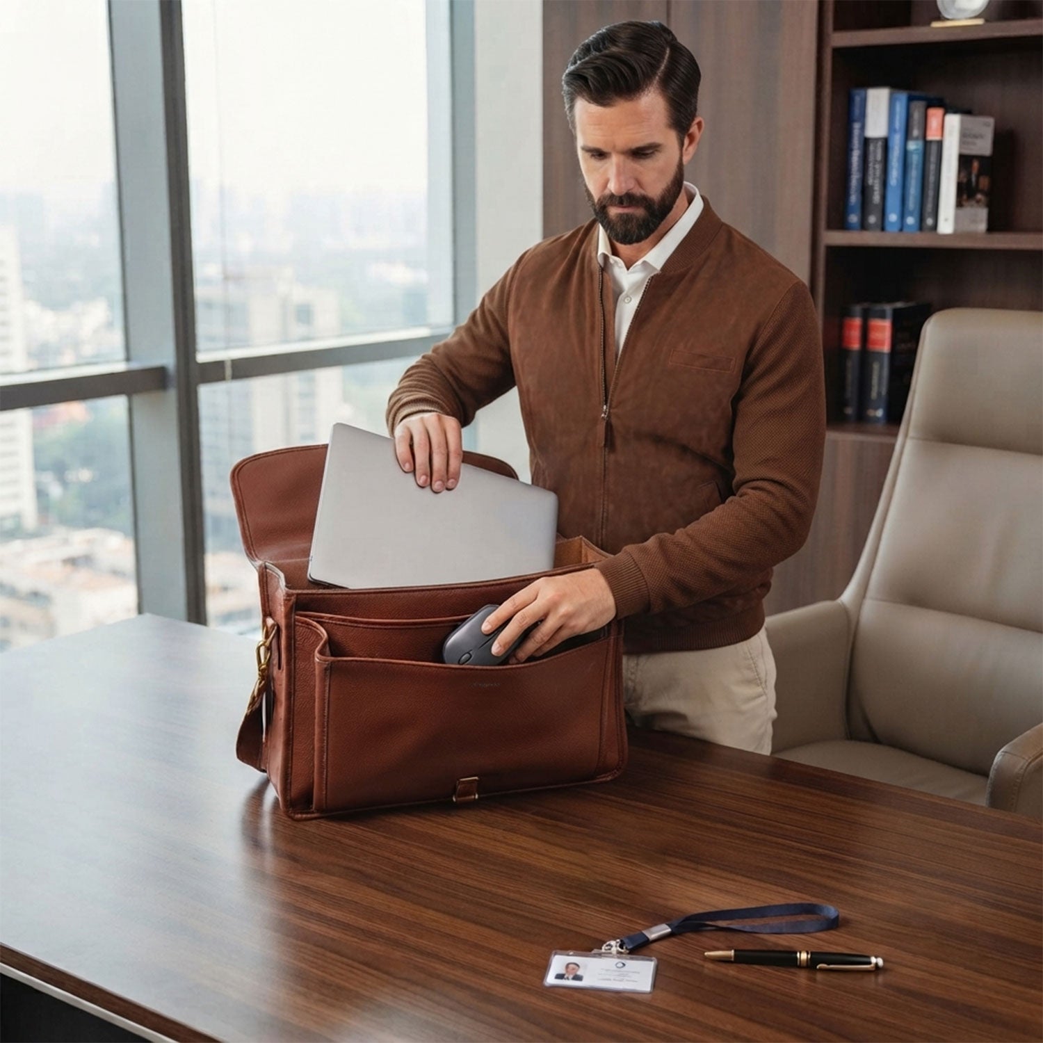 Simon Double Compartment Briefcase-12