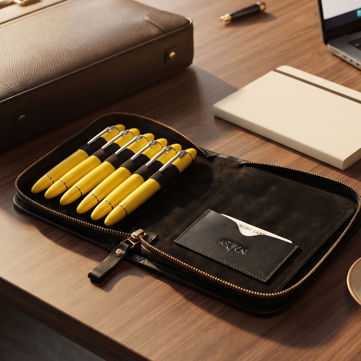 Zippered Pen Case for Six Pens with Note Pad-5
