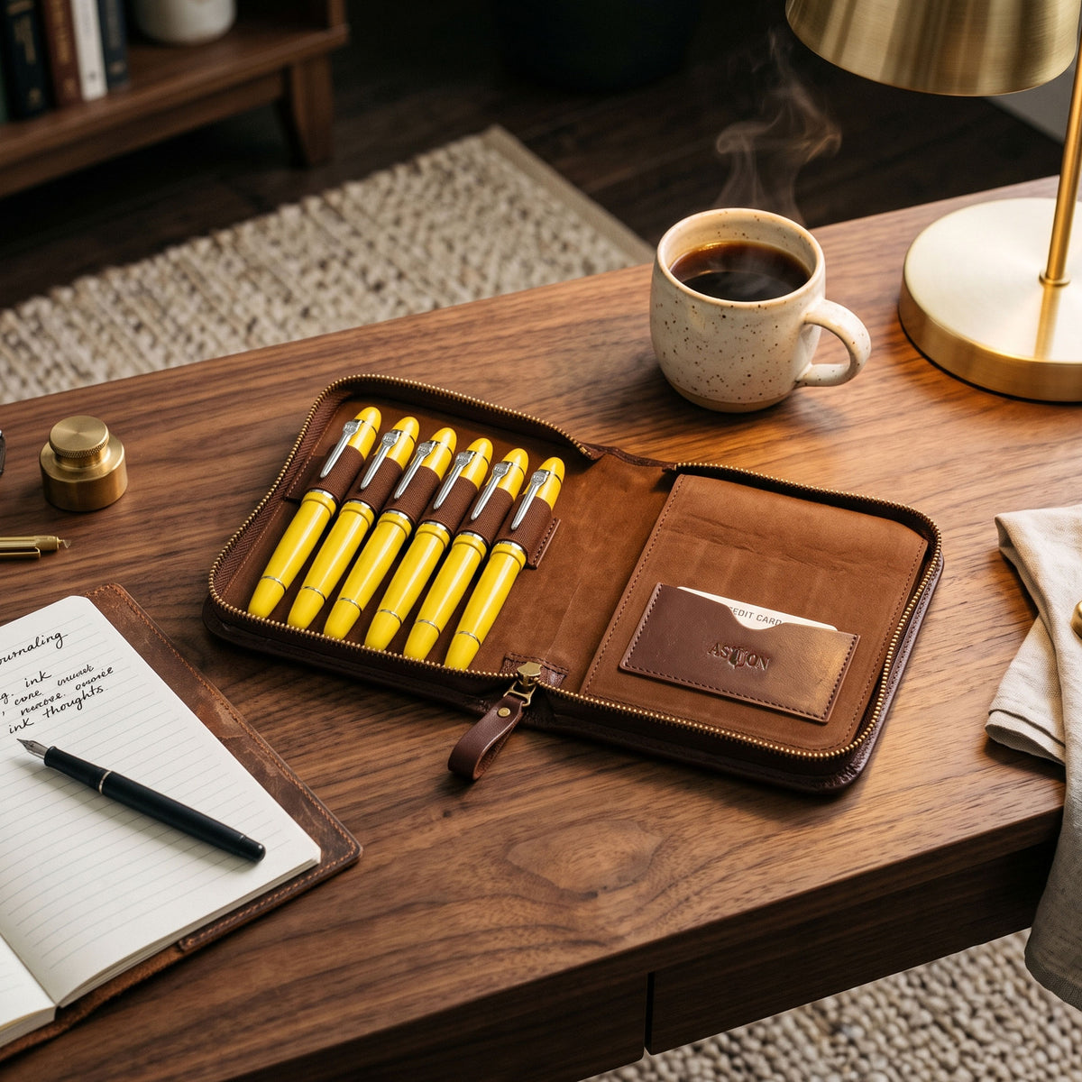 Zippered Pen Case for Six Pens with Note Pad-10