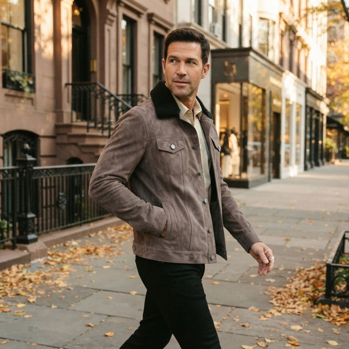 Dupont Goat Suede Trucker Jacket-3