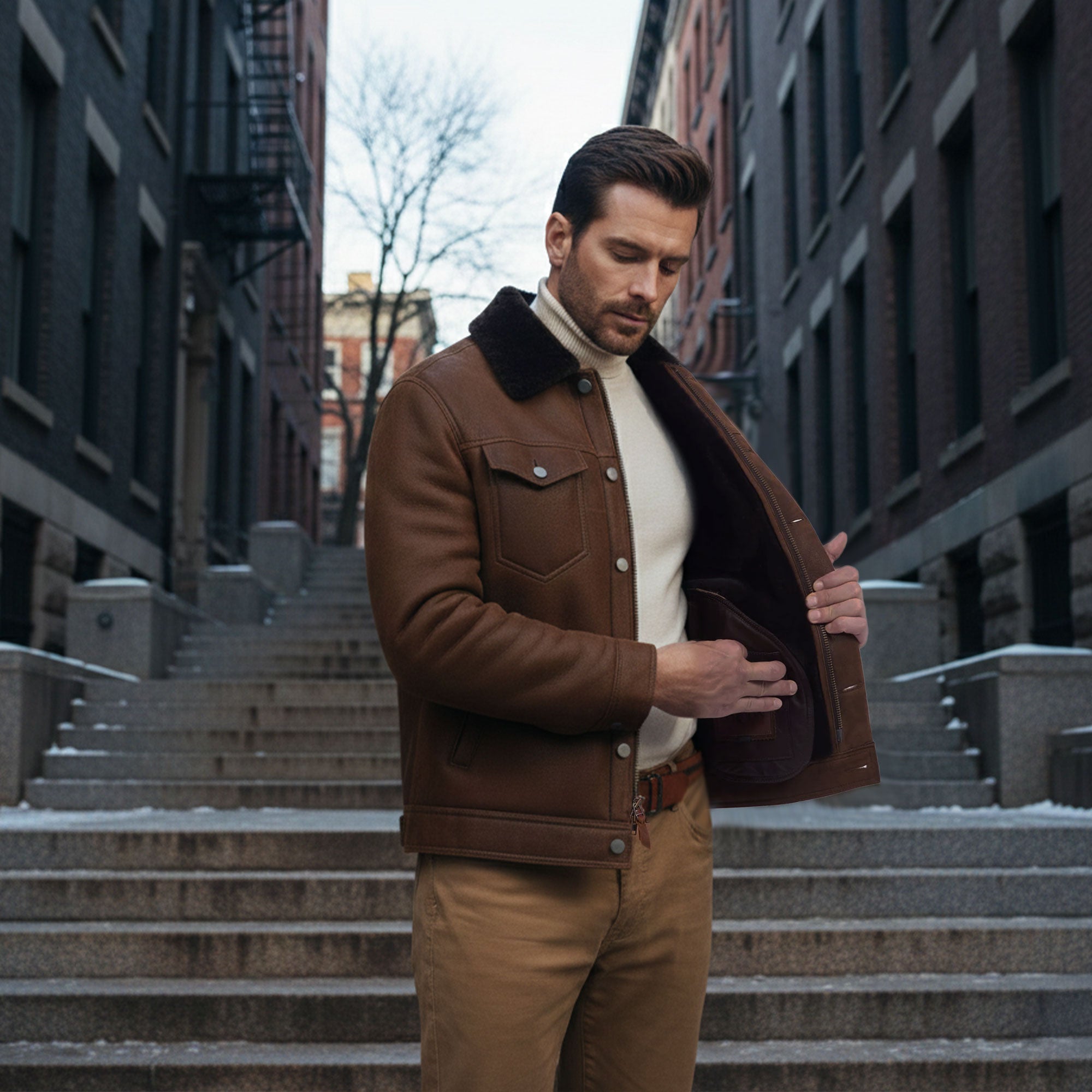 Beaufort Trucker Shearling Jacket-3