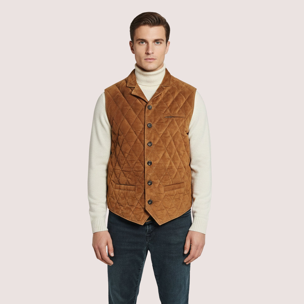 Adrian Goat Suede Quilted Vest
