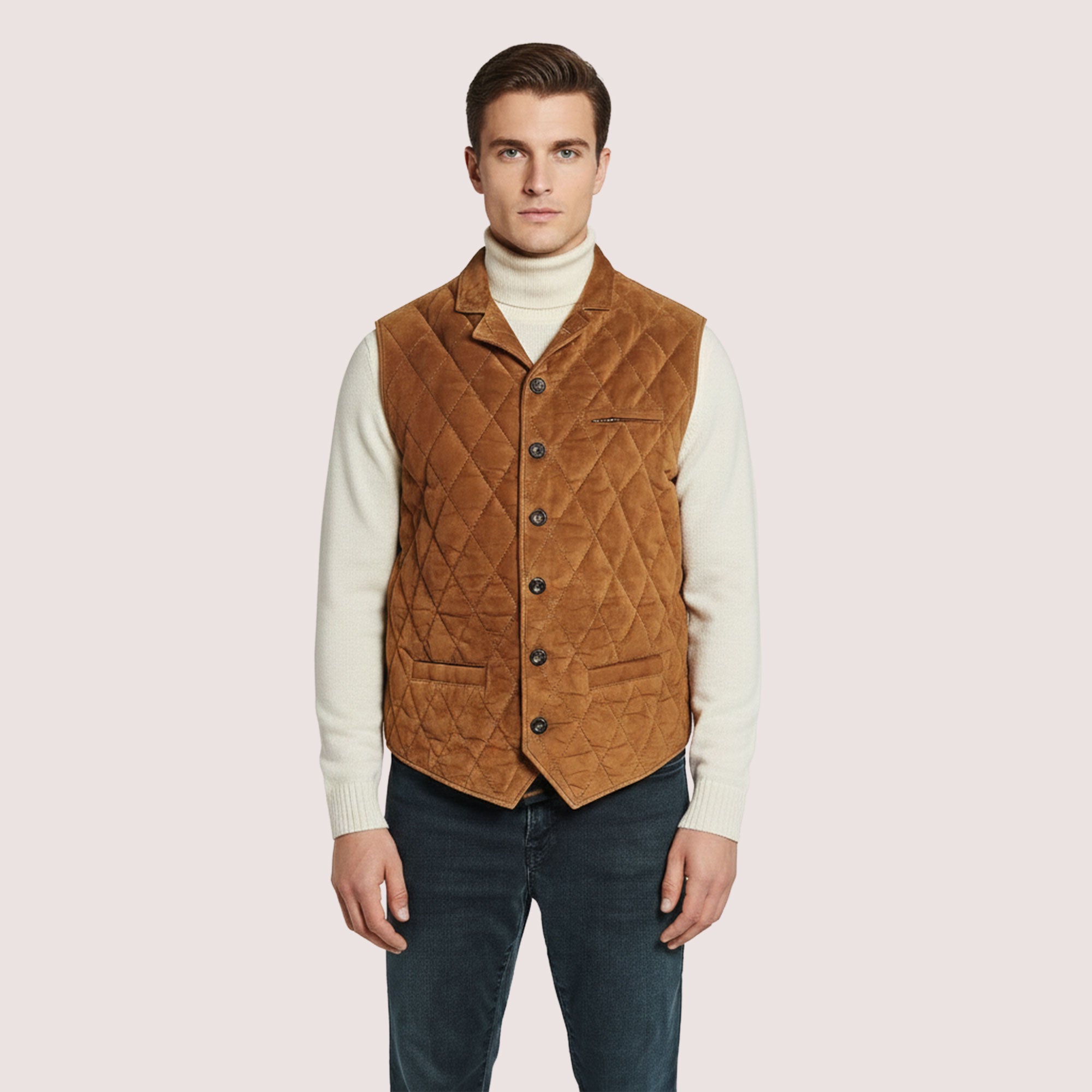 Adrian Goat Suede Quilted Vest