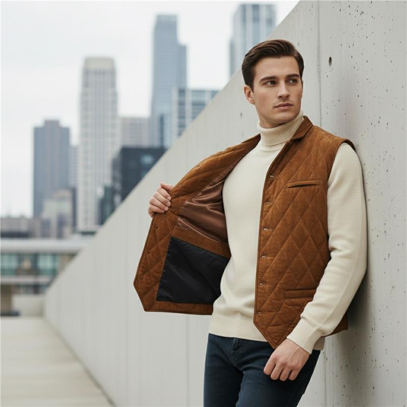 Adrian Goat Suede Quilted Vest-3