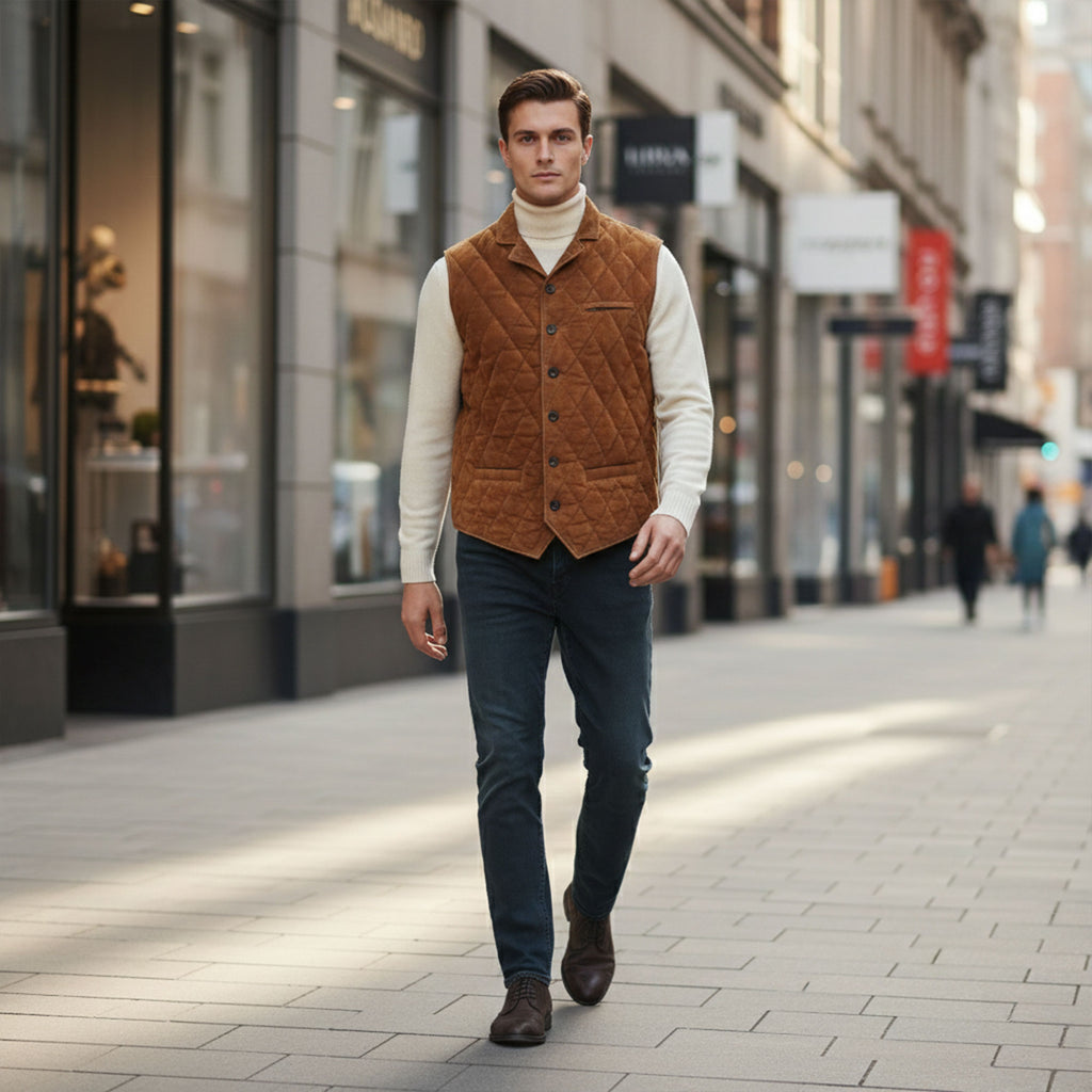 Adrian Goat Suede Quilted Vest