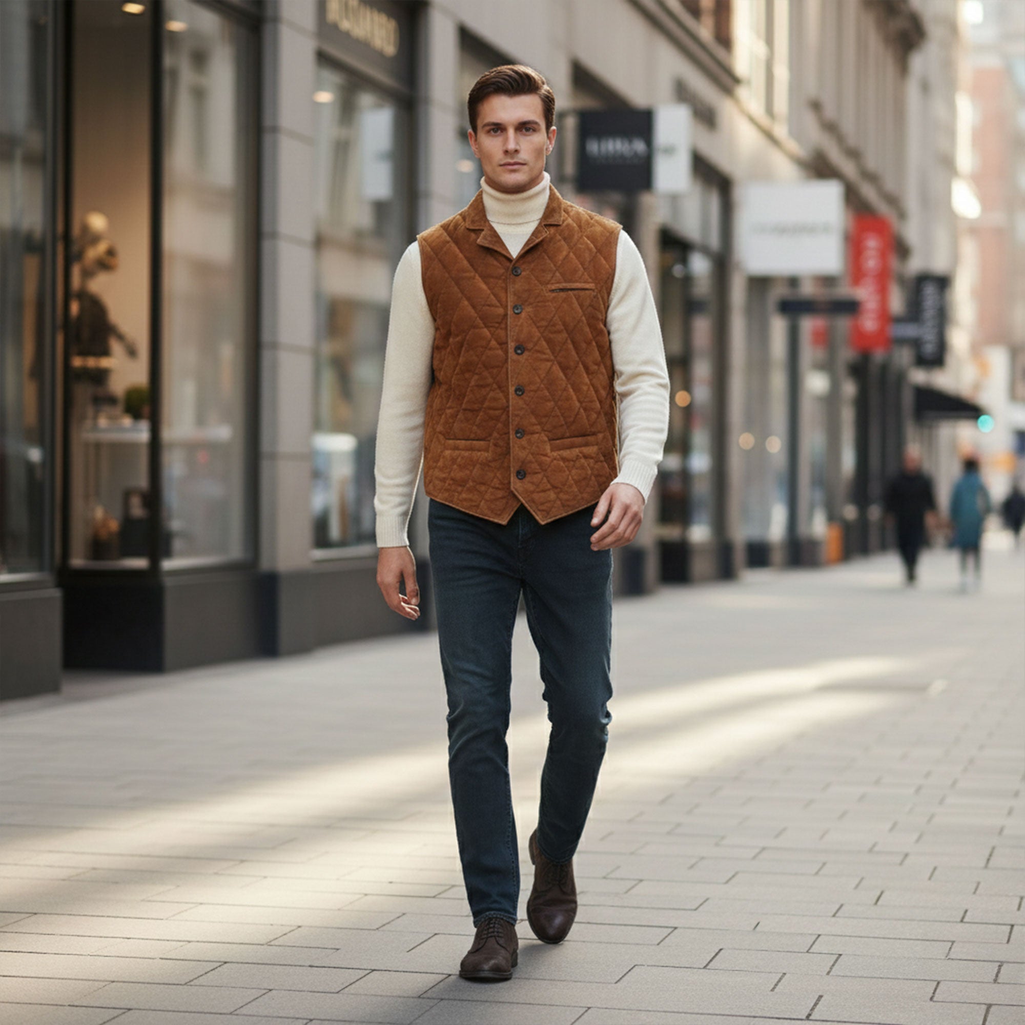Adrian Goat Suede Quilted Vest-4