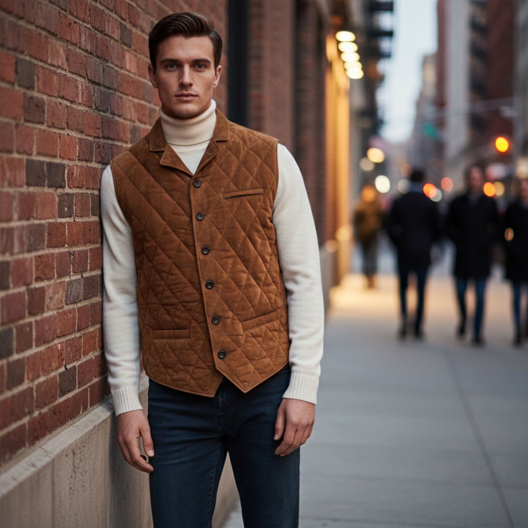 Adrian Goat Suede Quilted Vest-5