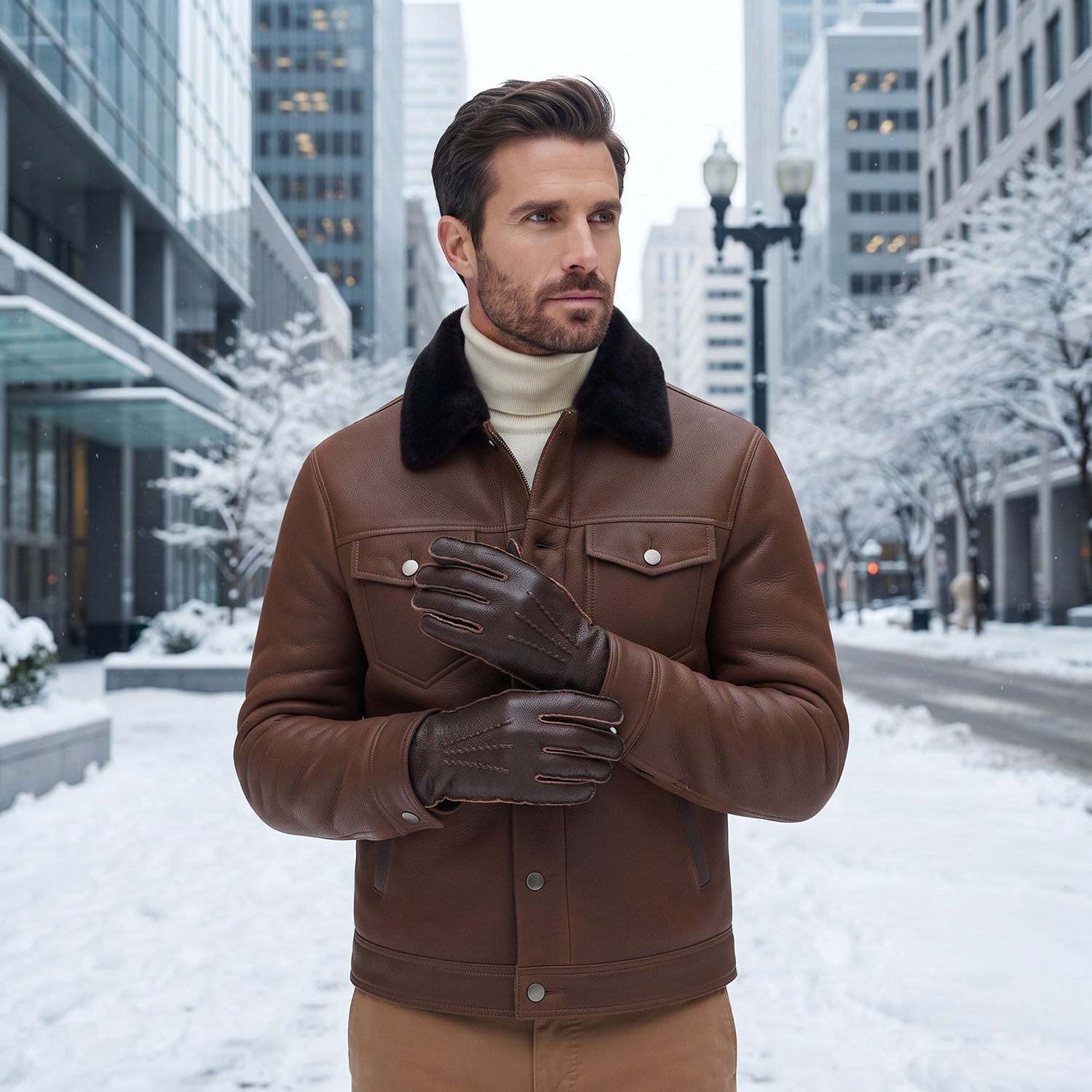 Men's Sheepskin Top-Stitched Gloves
