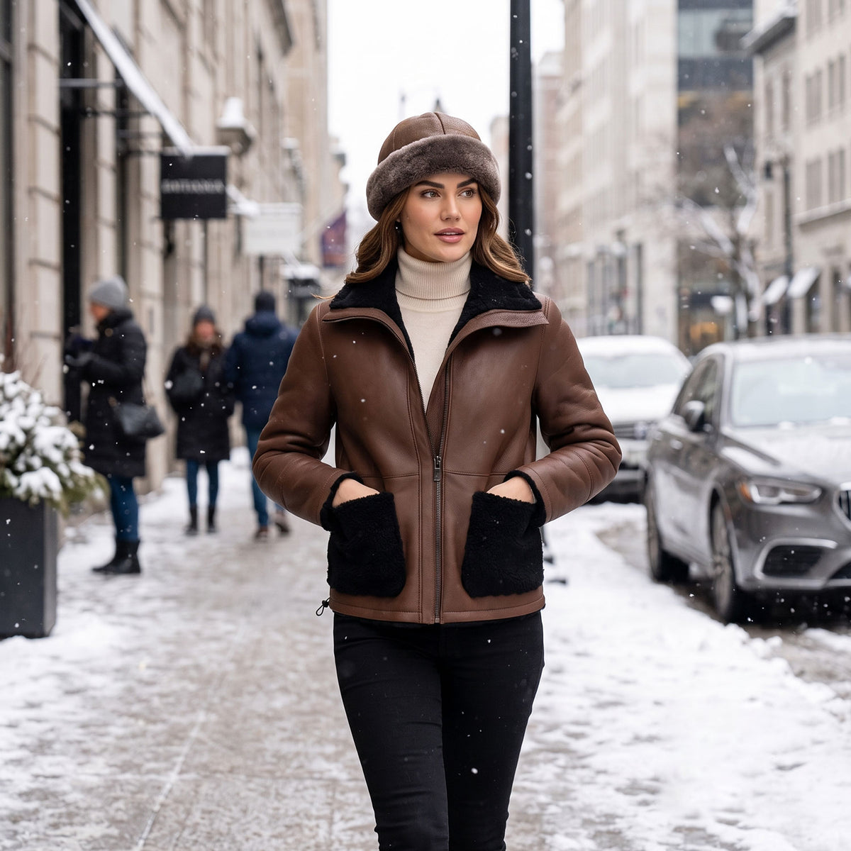Aspen Shearling Round Hat-7