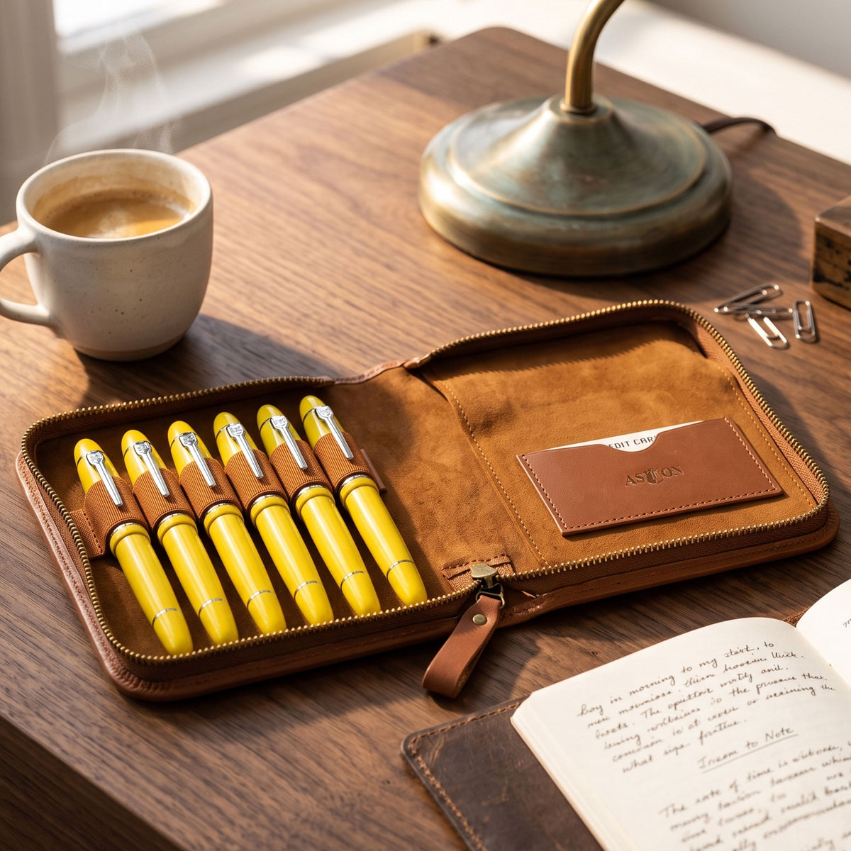 Zippered Pen Case for Six Pens with Note Pad-15