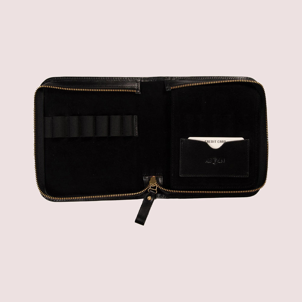 Zippered Pen Case for Six Pens with Note Pad