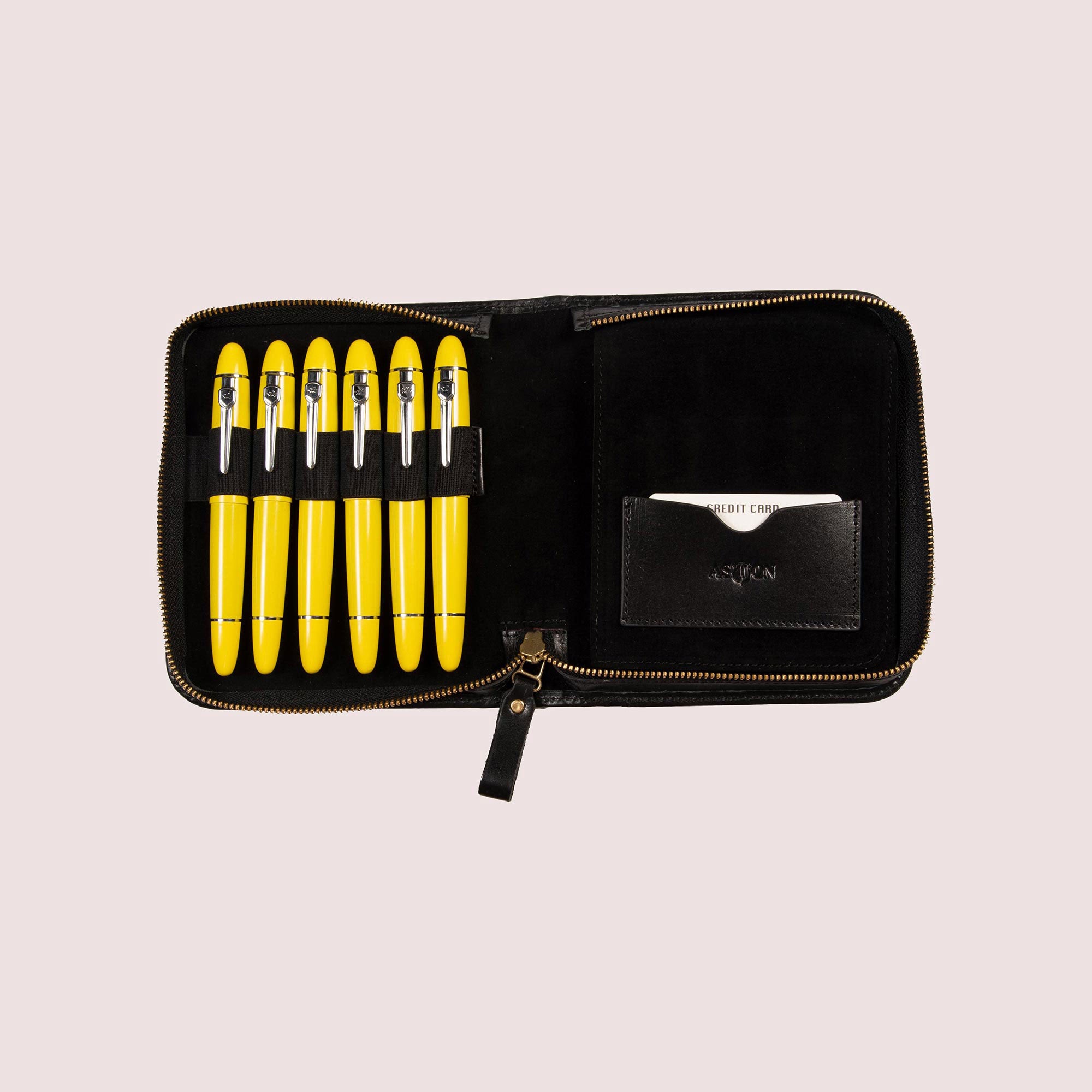 Zippered Pen Case for Six Pens with Note Pad