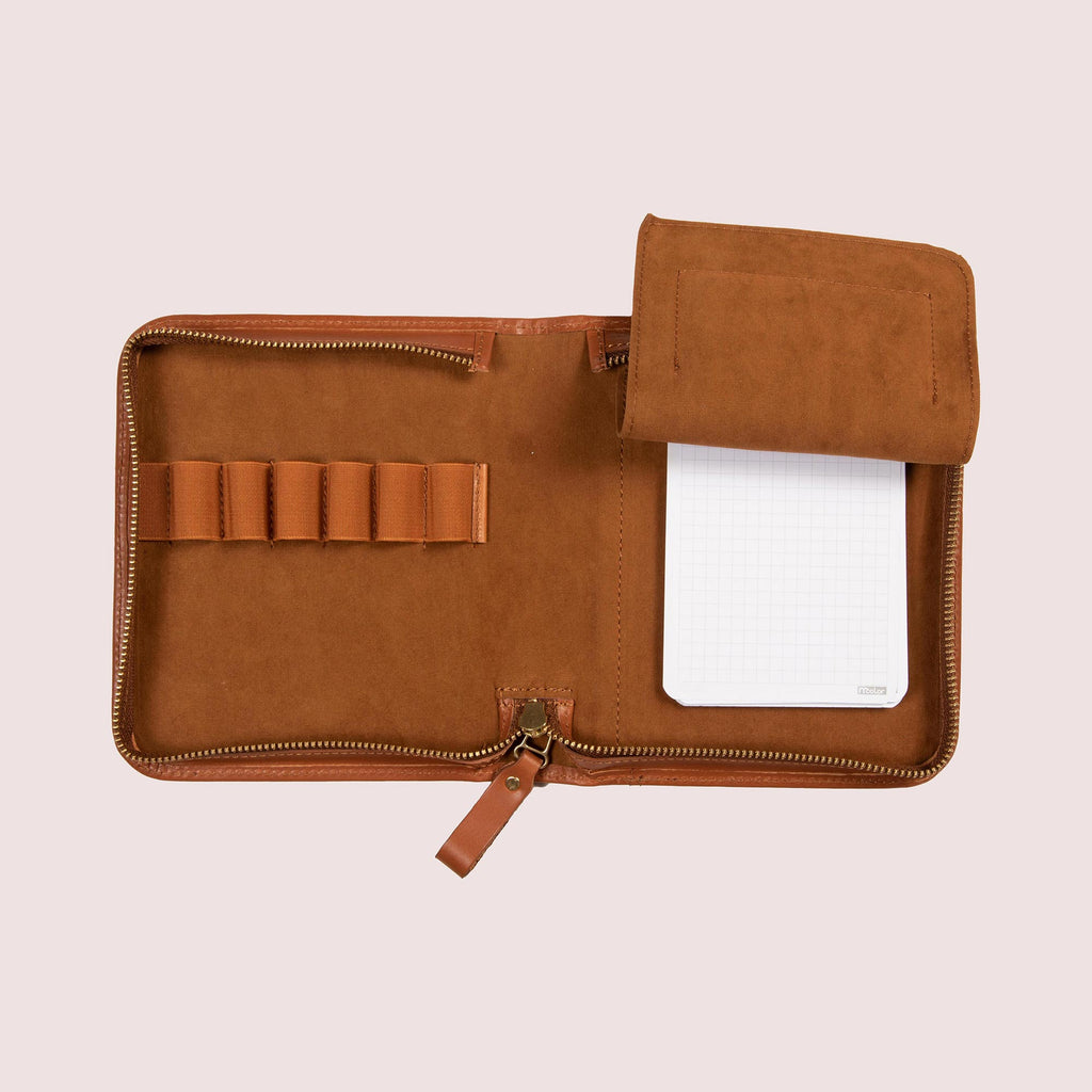 Zippered Pen Case for Six Pens with Note Pad