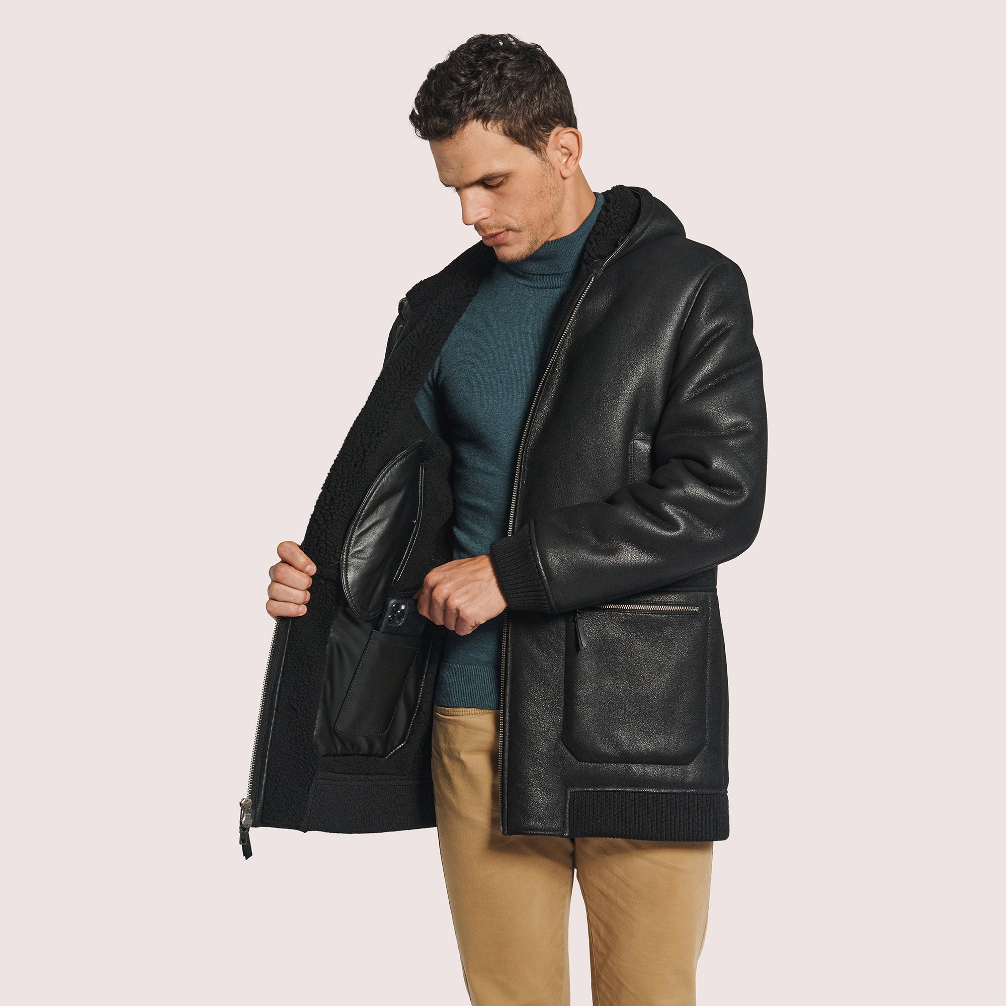 Linden Shearling Hooded Coat-3