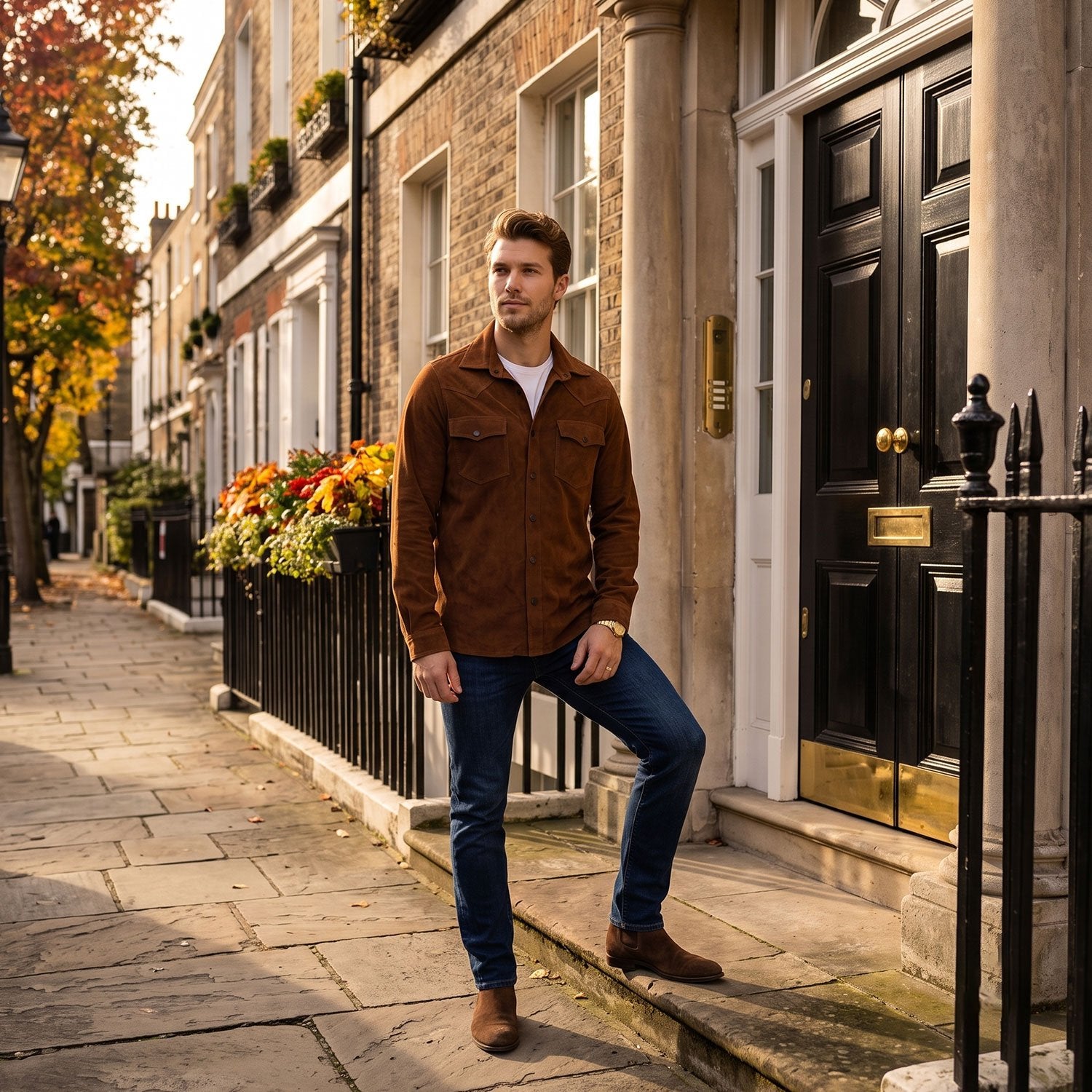 Carmel Goat Suede Shirt-5
