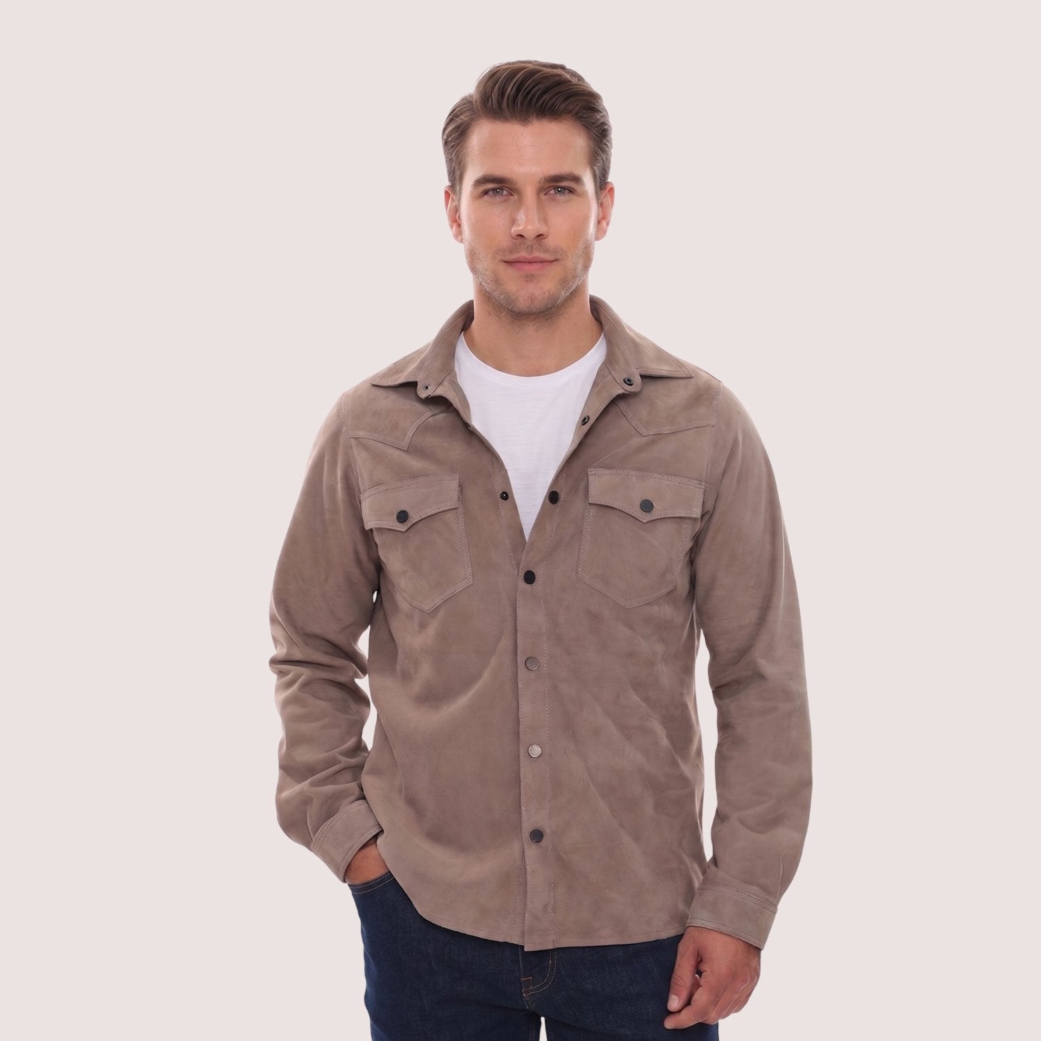Carmel Goat Suede Shirt-6