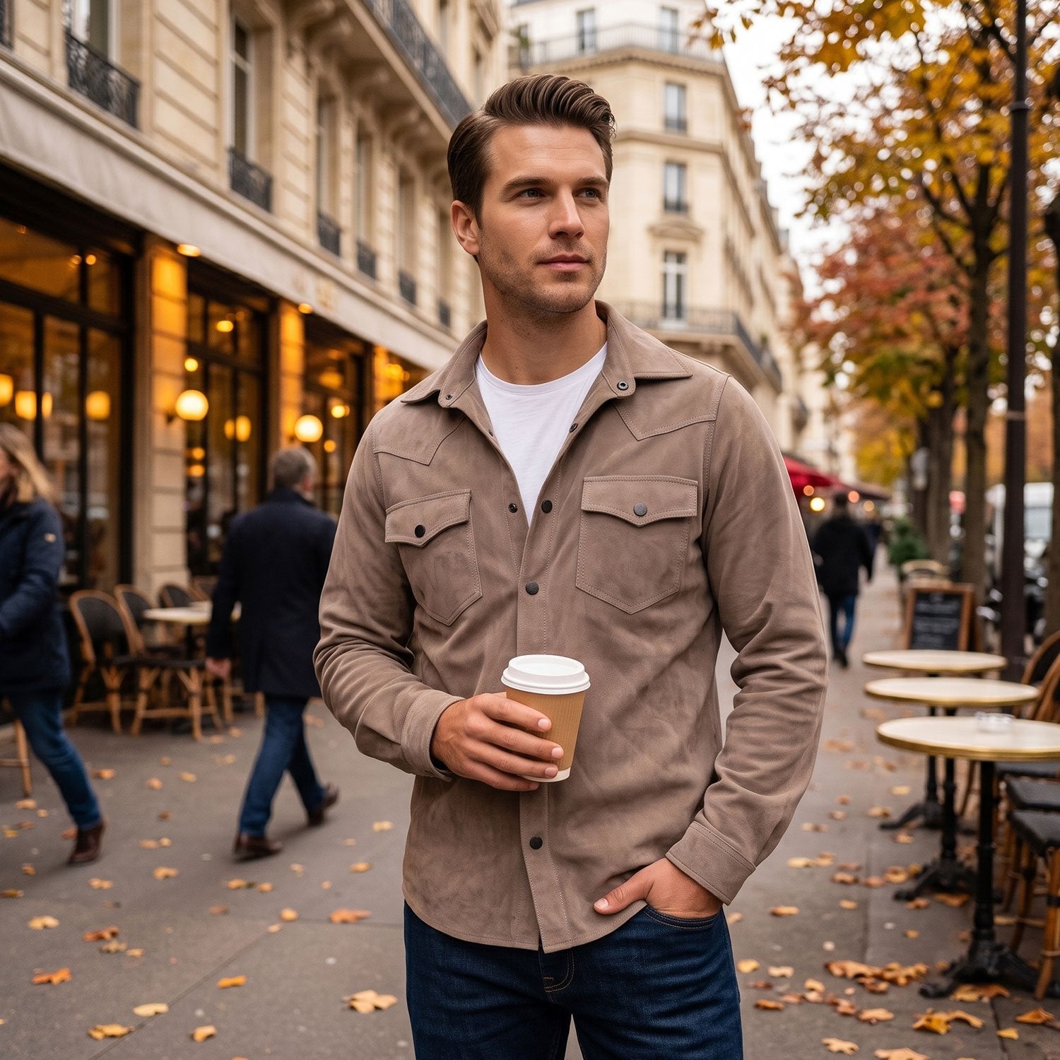 Carmel Goat Suede Shirt-9