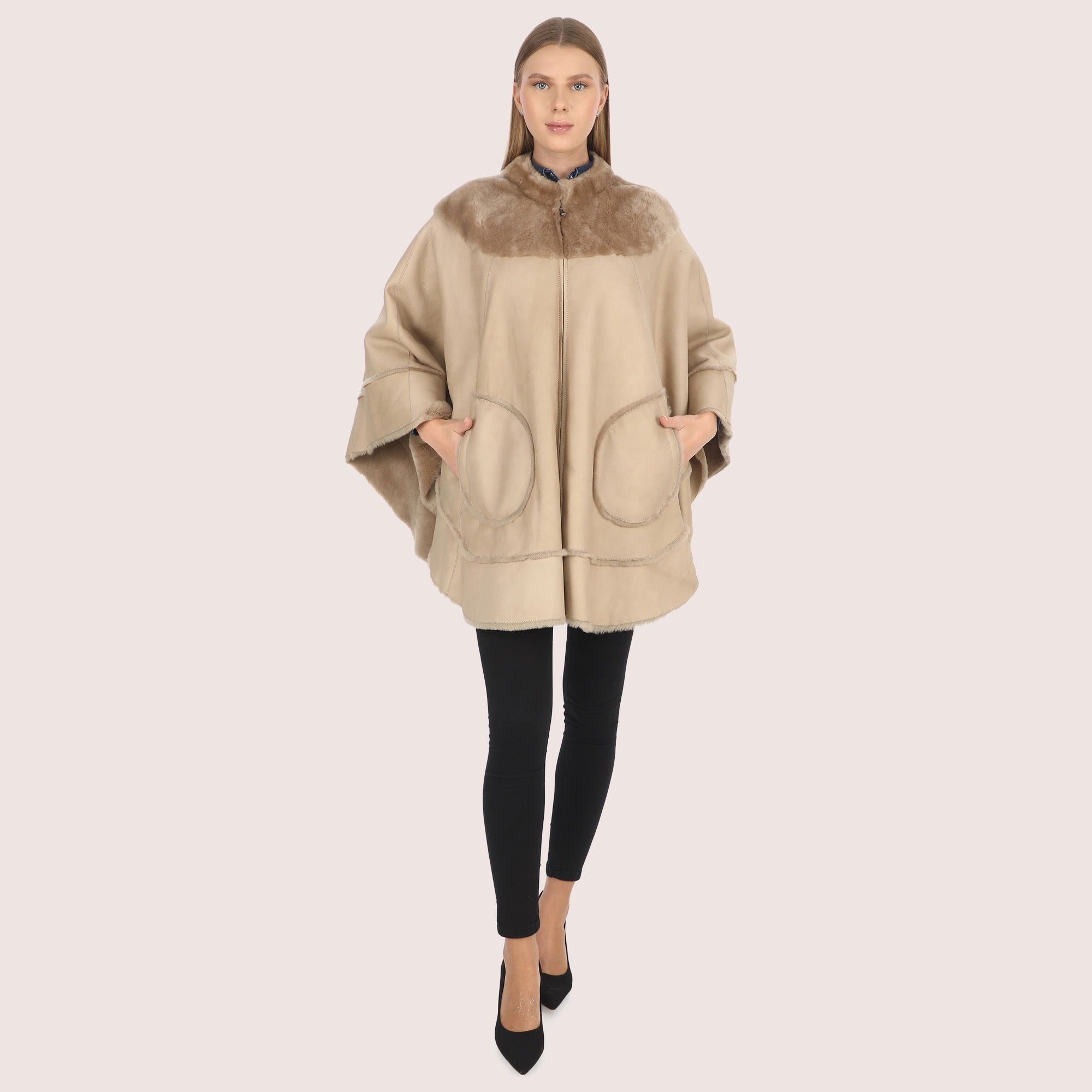 Brielle Shearling Cape-4
