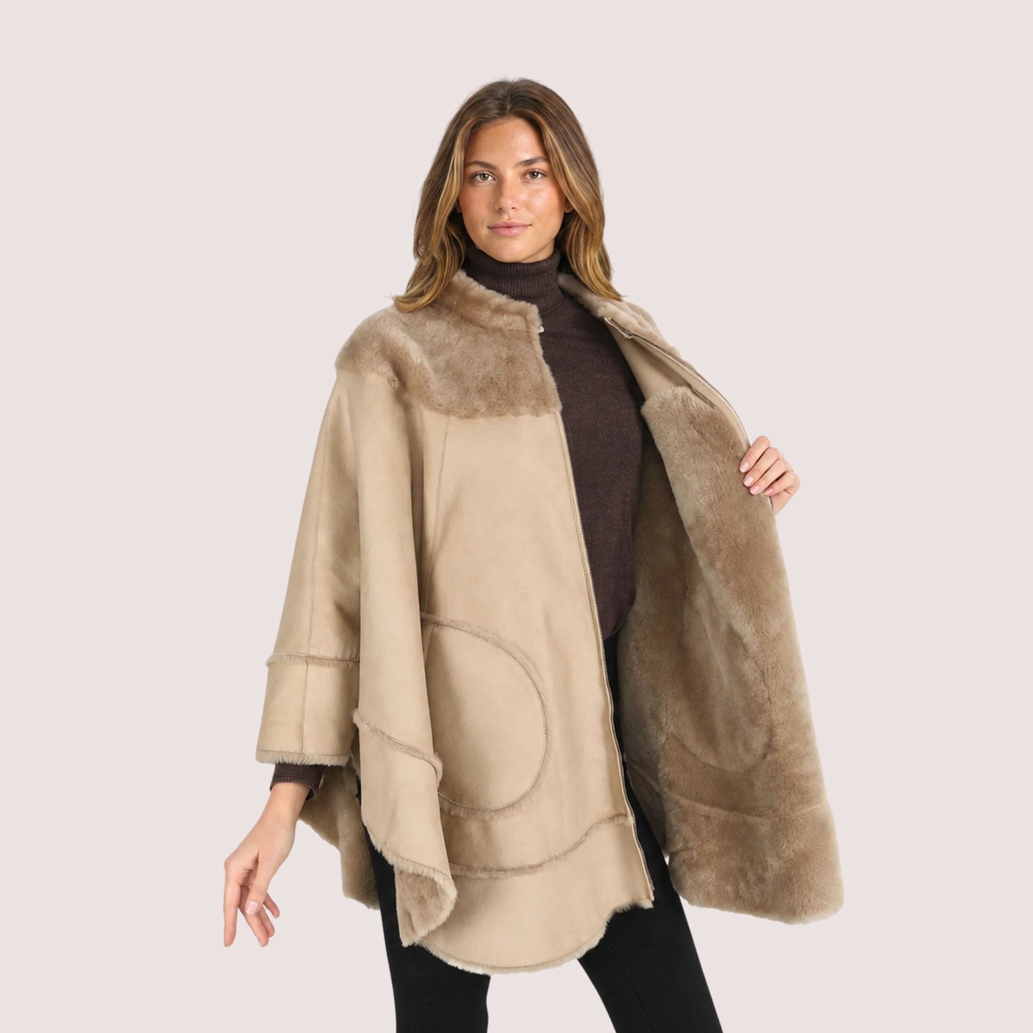 Brielle Shearling Cape-3