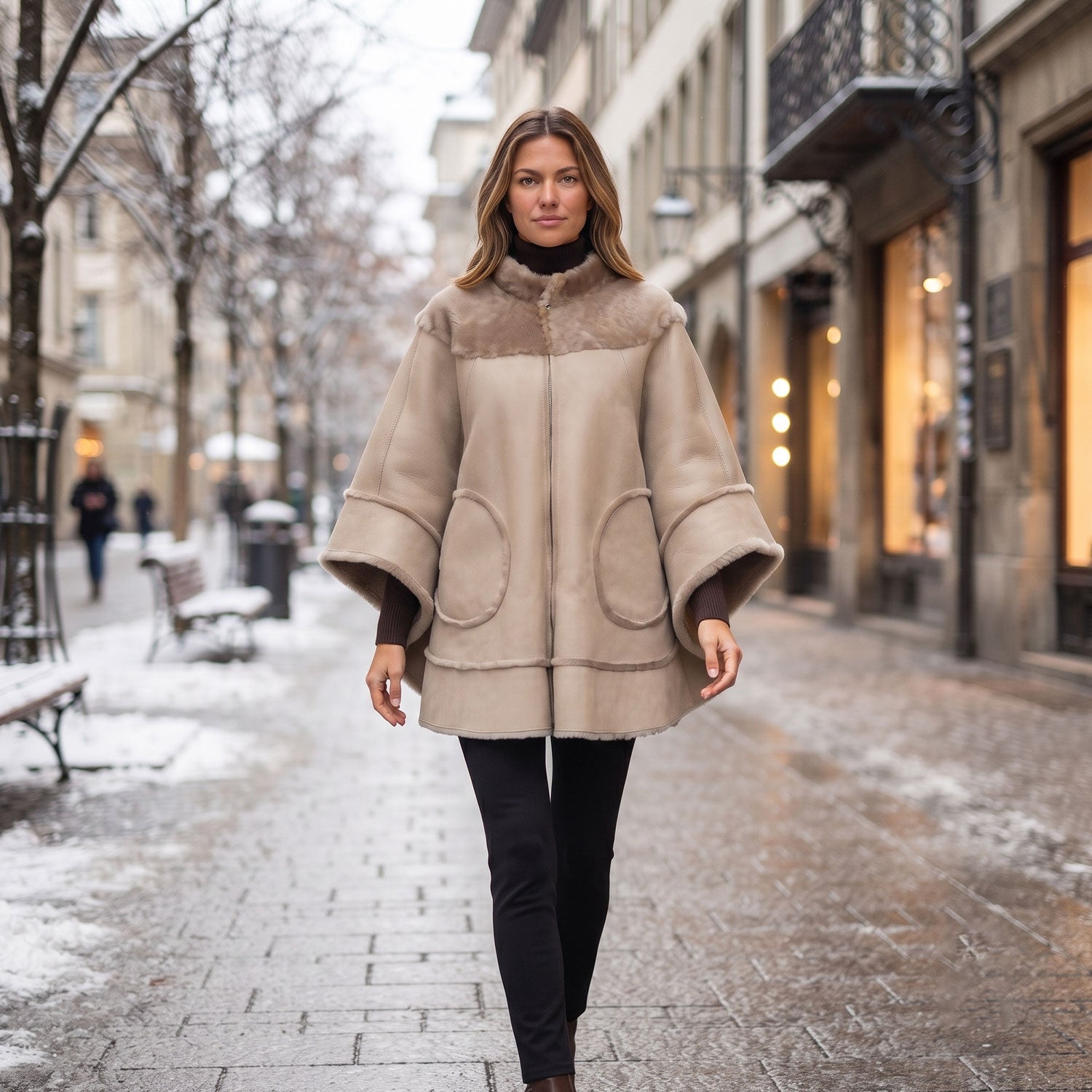 Brielle Shearling Cape-4