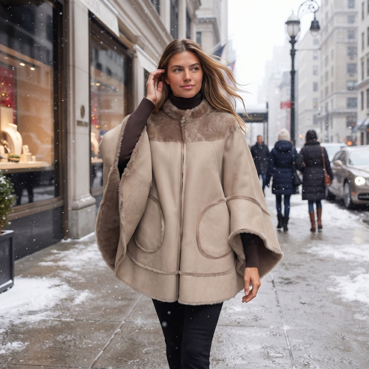 Brielle Shearling Cape-5