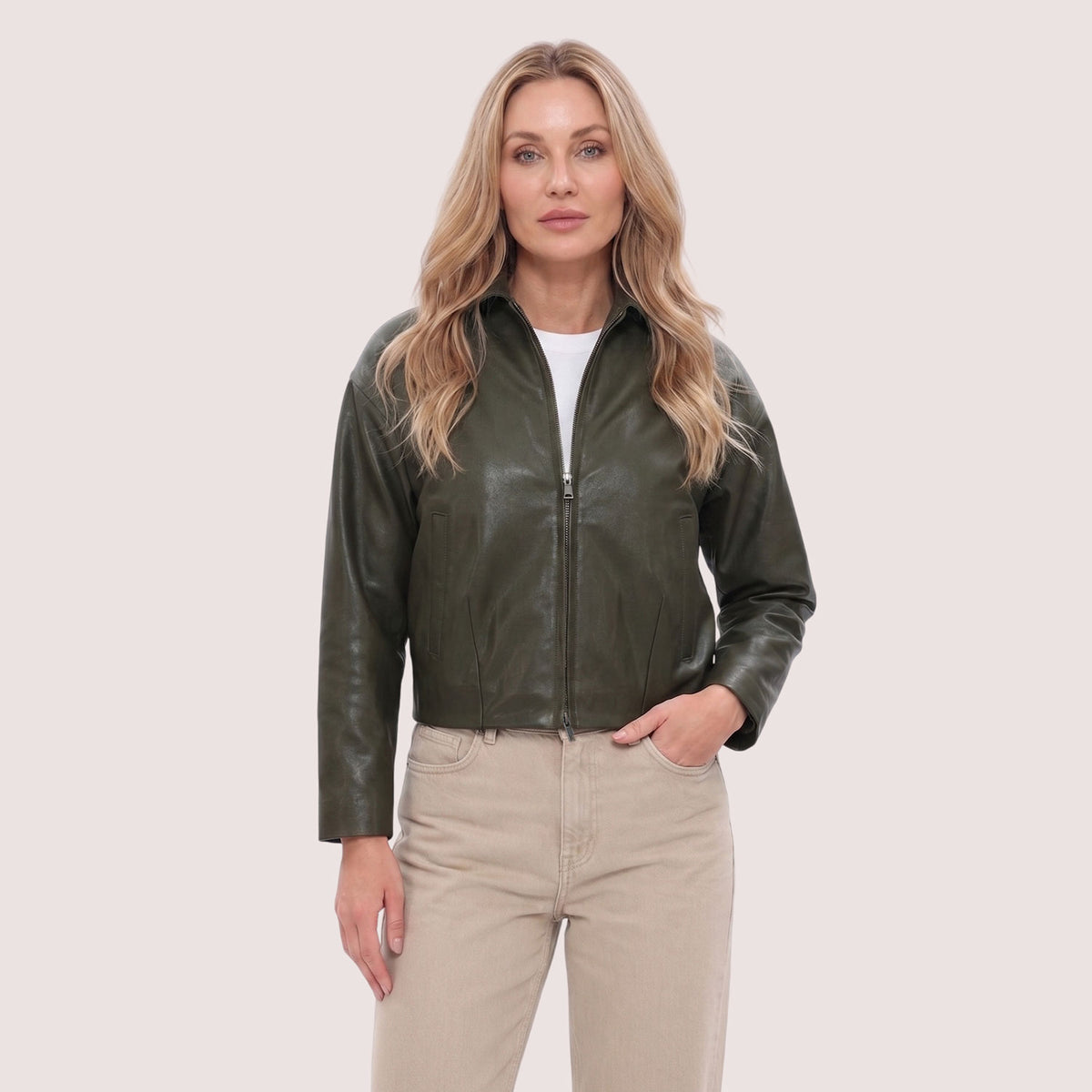 Maggie Lambskin Zip Jacket